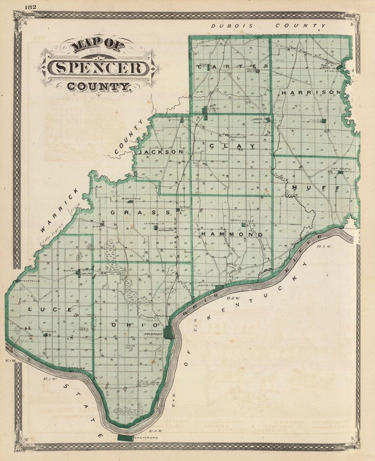 Preview of Vintage Map of Spencer County, Indiana 1876