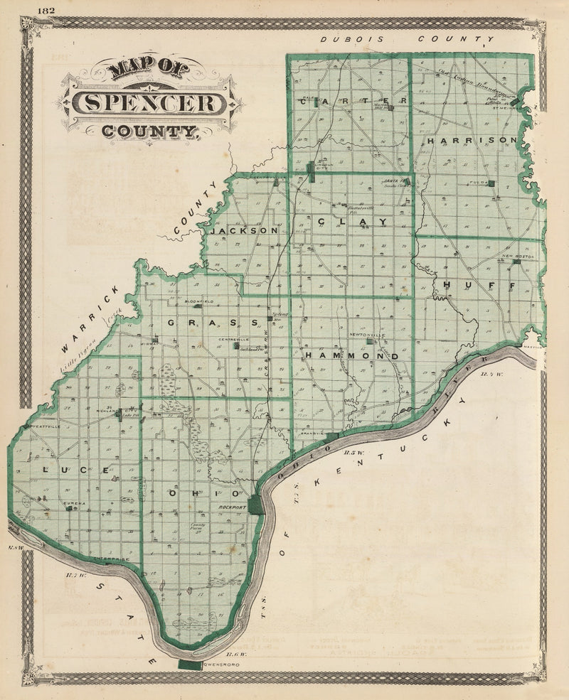Size comparison using Vintage Map of Spencer County, Indiana 1876