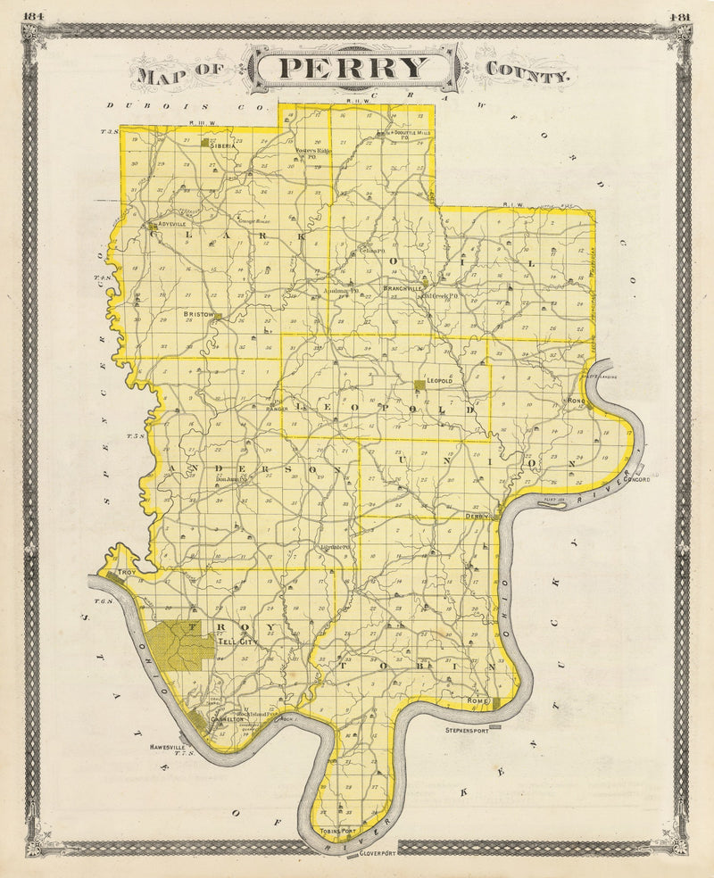 Size comparison using Vintage Map of Perry County, Indiana 1876