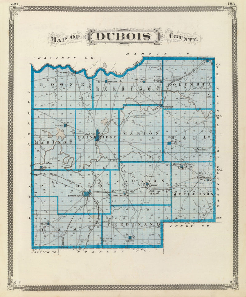 Size comparison using Vintage Map of Dubois County, Indiana 1876
