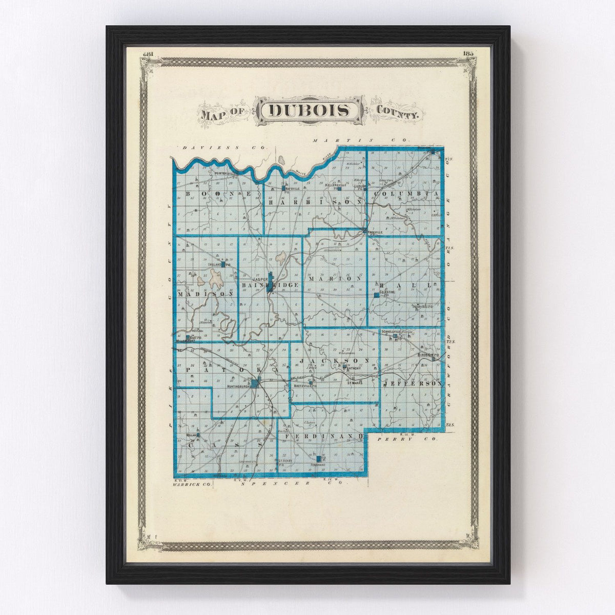 Dubois County Vintage Map 1876