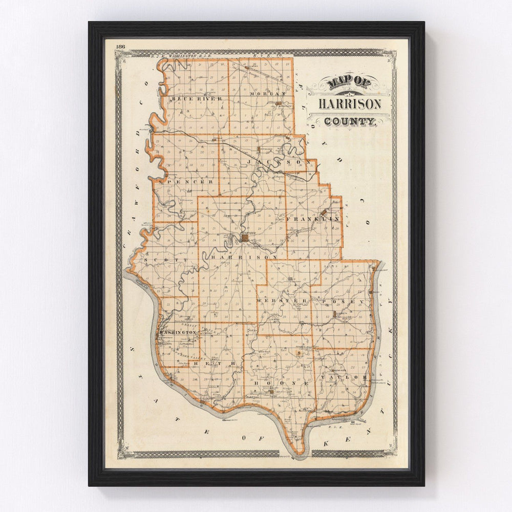 Harrison County Vintage Map 1876