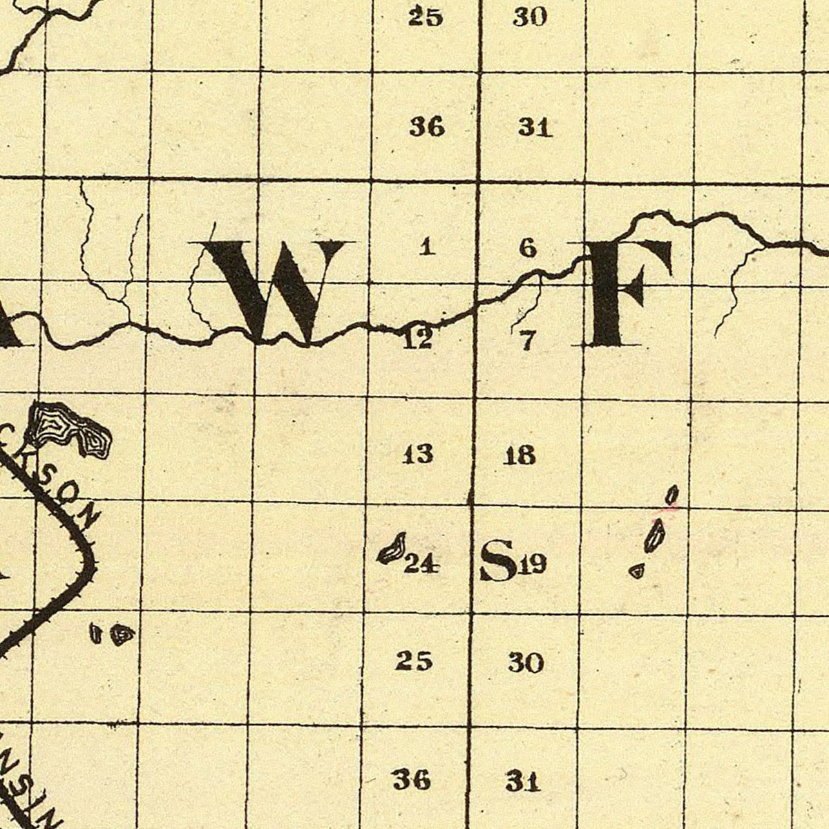 Restored historic details from the 1873 county map of Crawford County, Michigan