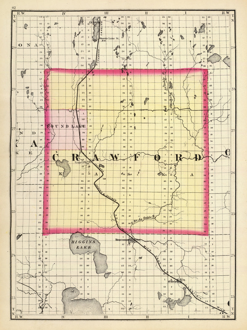 Size comparison using Vintage Map of Crawford County, Michigan 1873