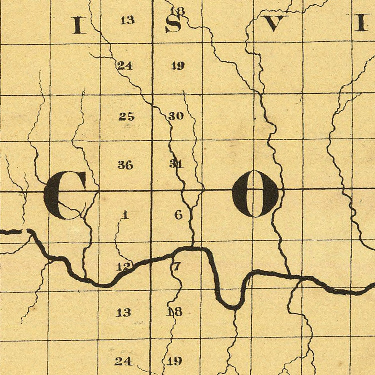 Restored historic details from the 1873 county map of Oscoda County, Michigan