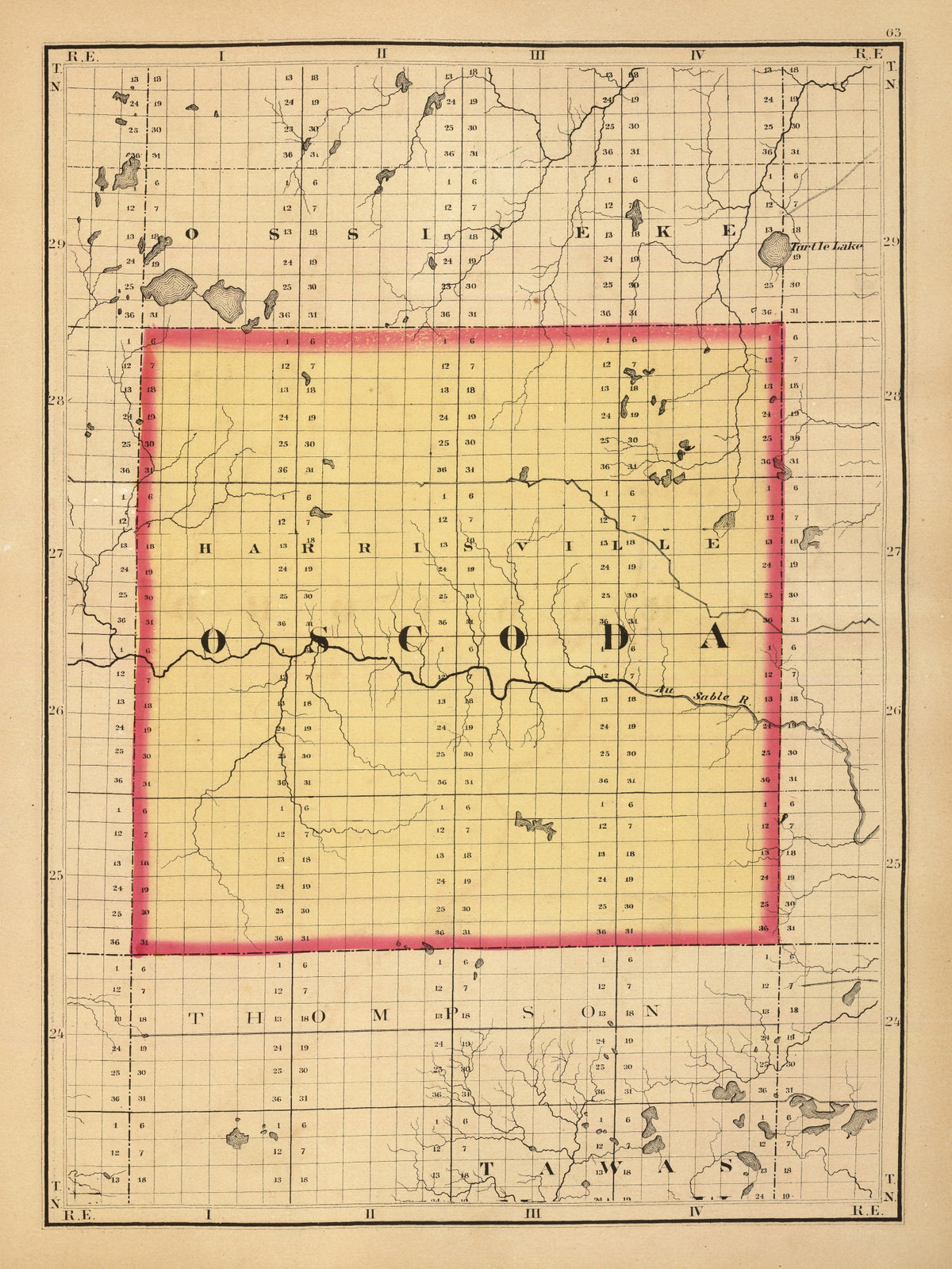 Preview of Vintage Map of Oscoda County, Michigan 1873