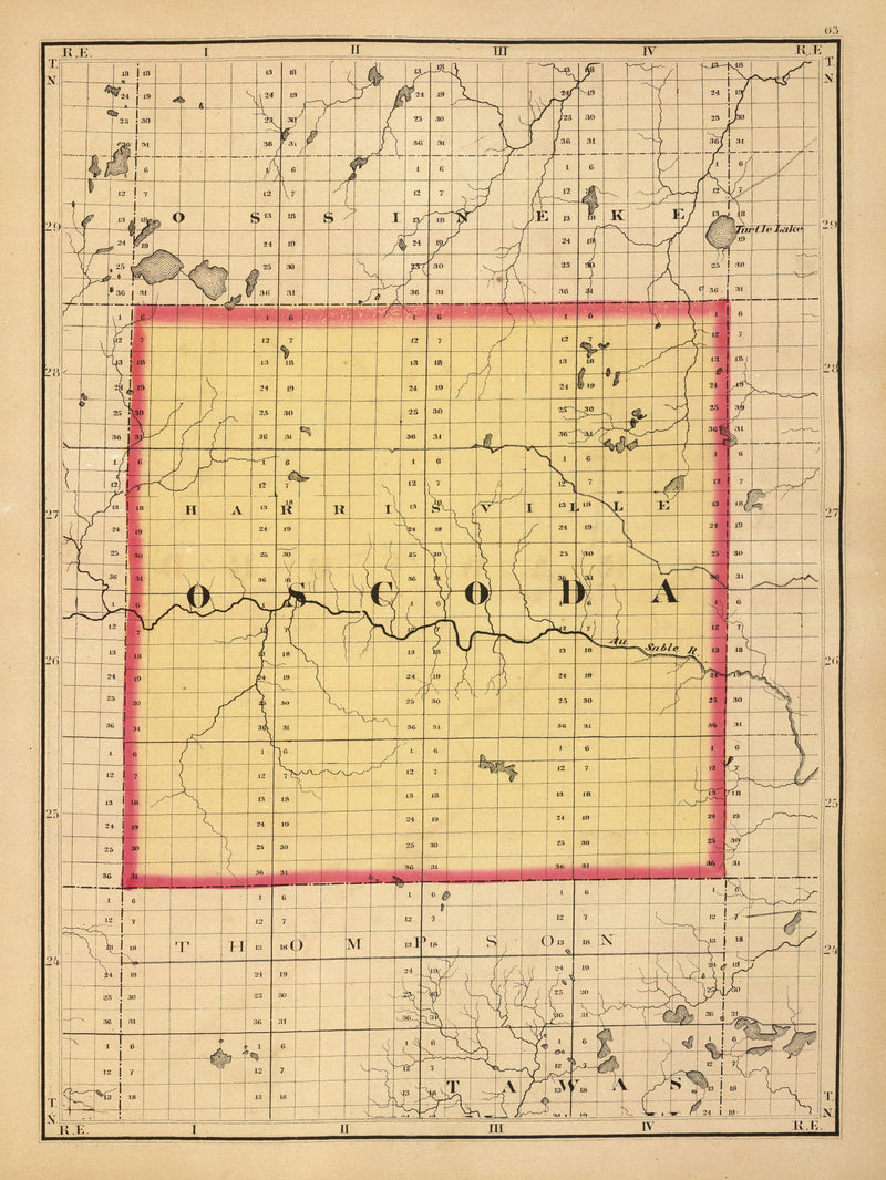 Size comparison using Vintage Map of Oscoda County, Michigan 1873