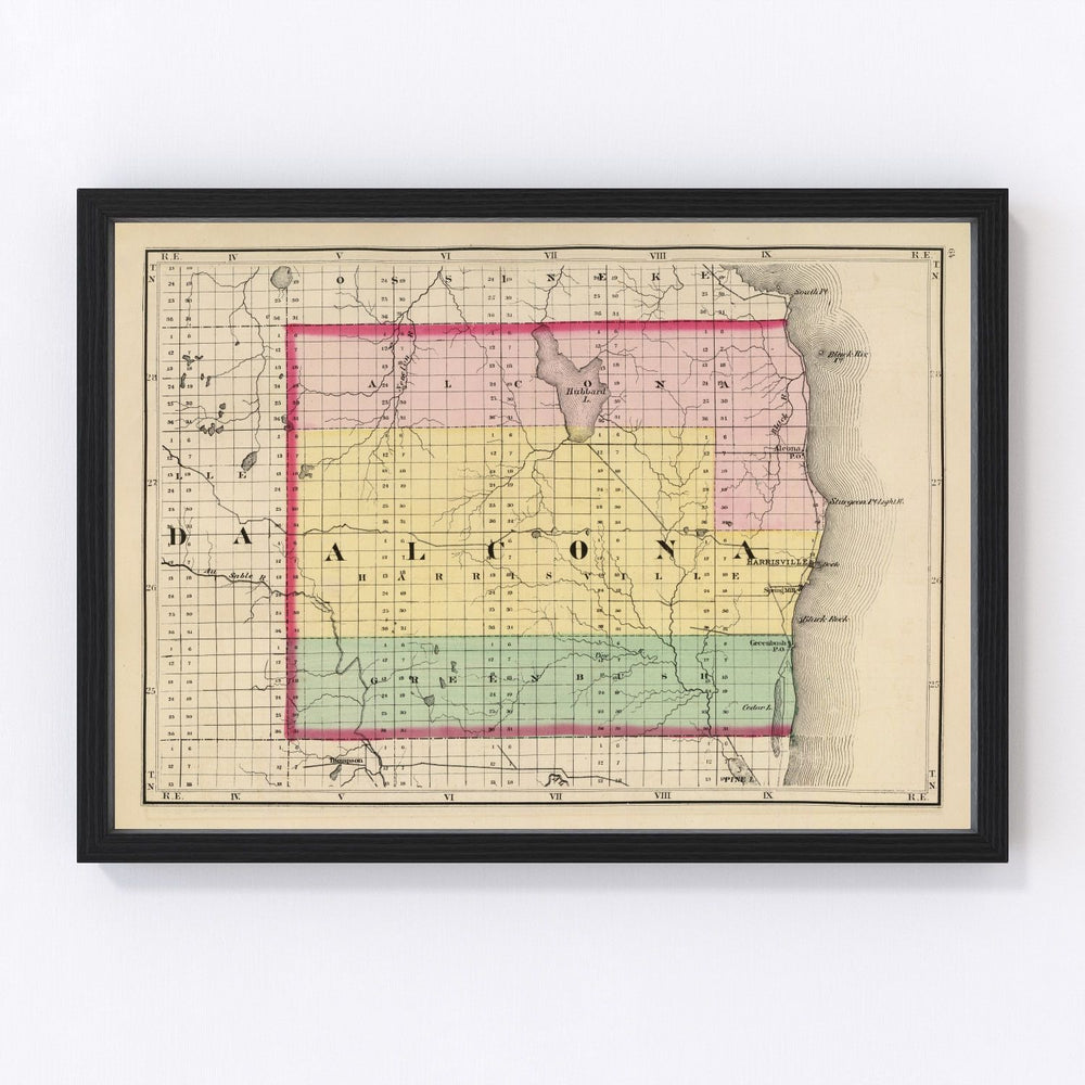 Alcona County Vintage Map 1873