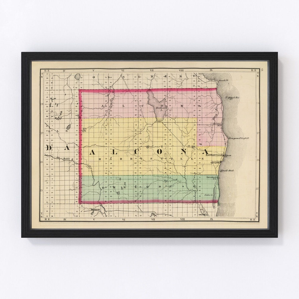 Alcona County Vintage Map 1873