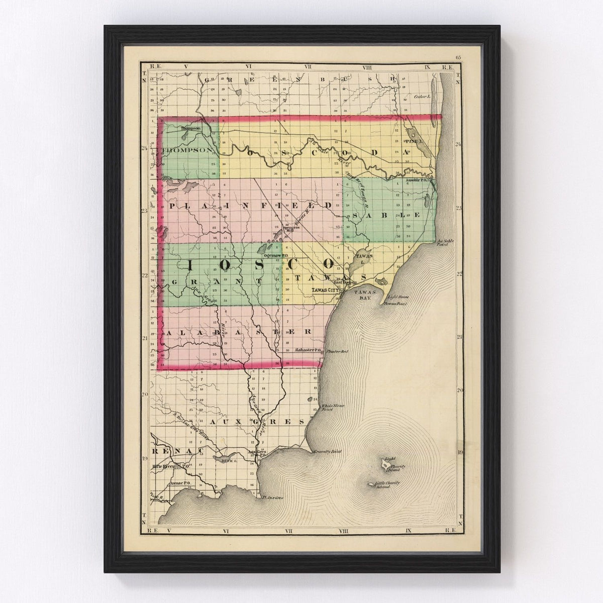 Iosco County Vintage Map 1873