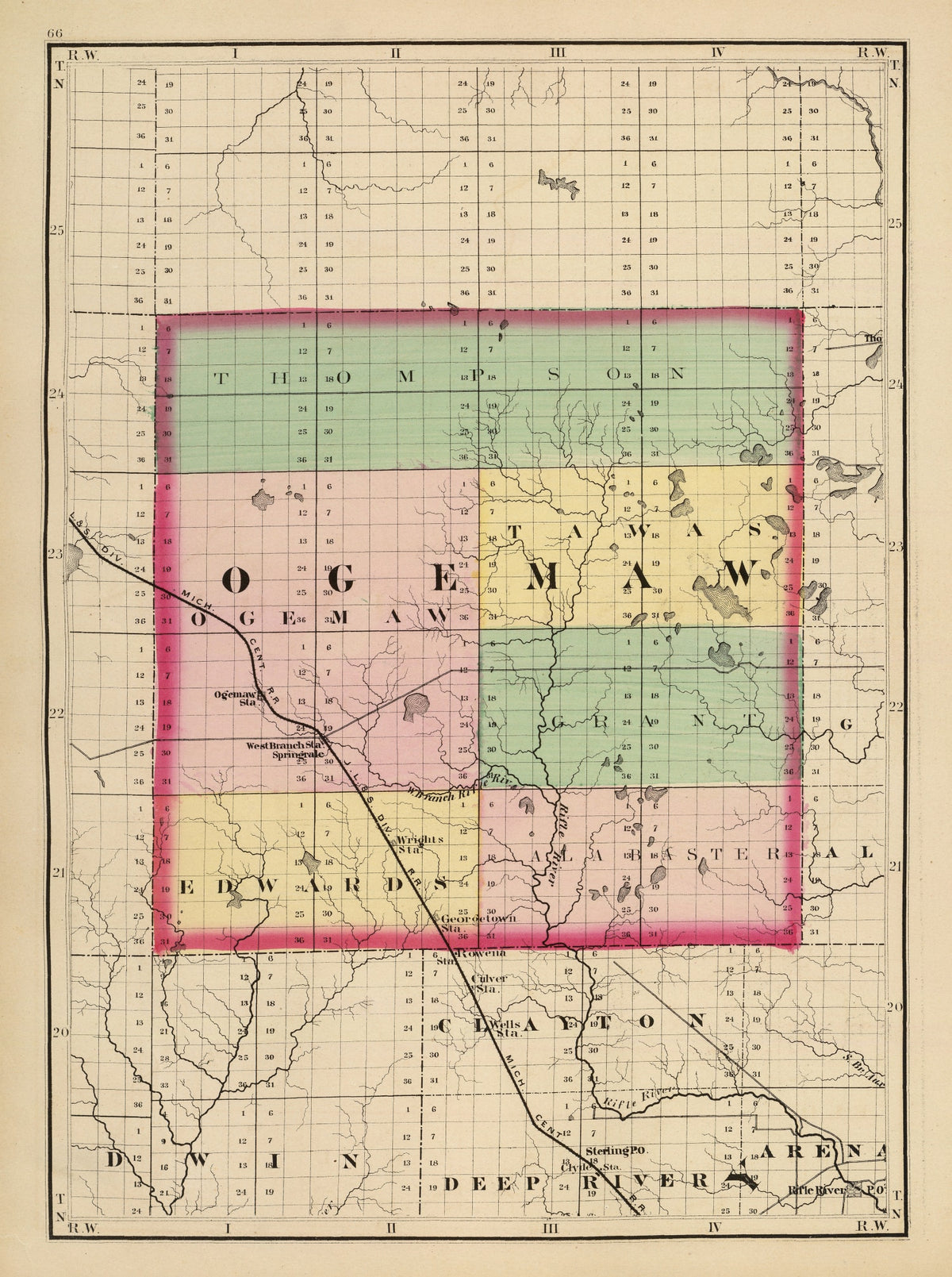 Preview of Vintage Map of Ogemaw County, Michigan 1873