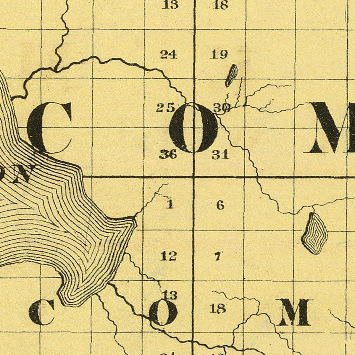 Restored historic details from the 1873 county map of Roscommon County, Michigan