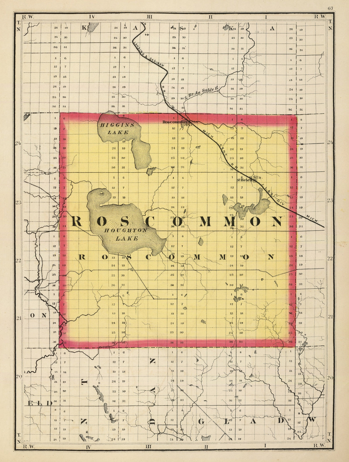 Preview of Vintage Map of Roscommon County, Michigan 1873