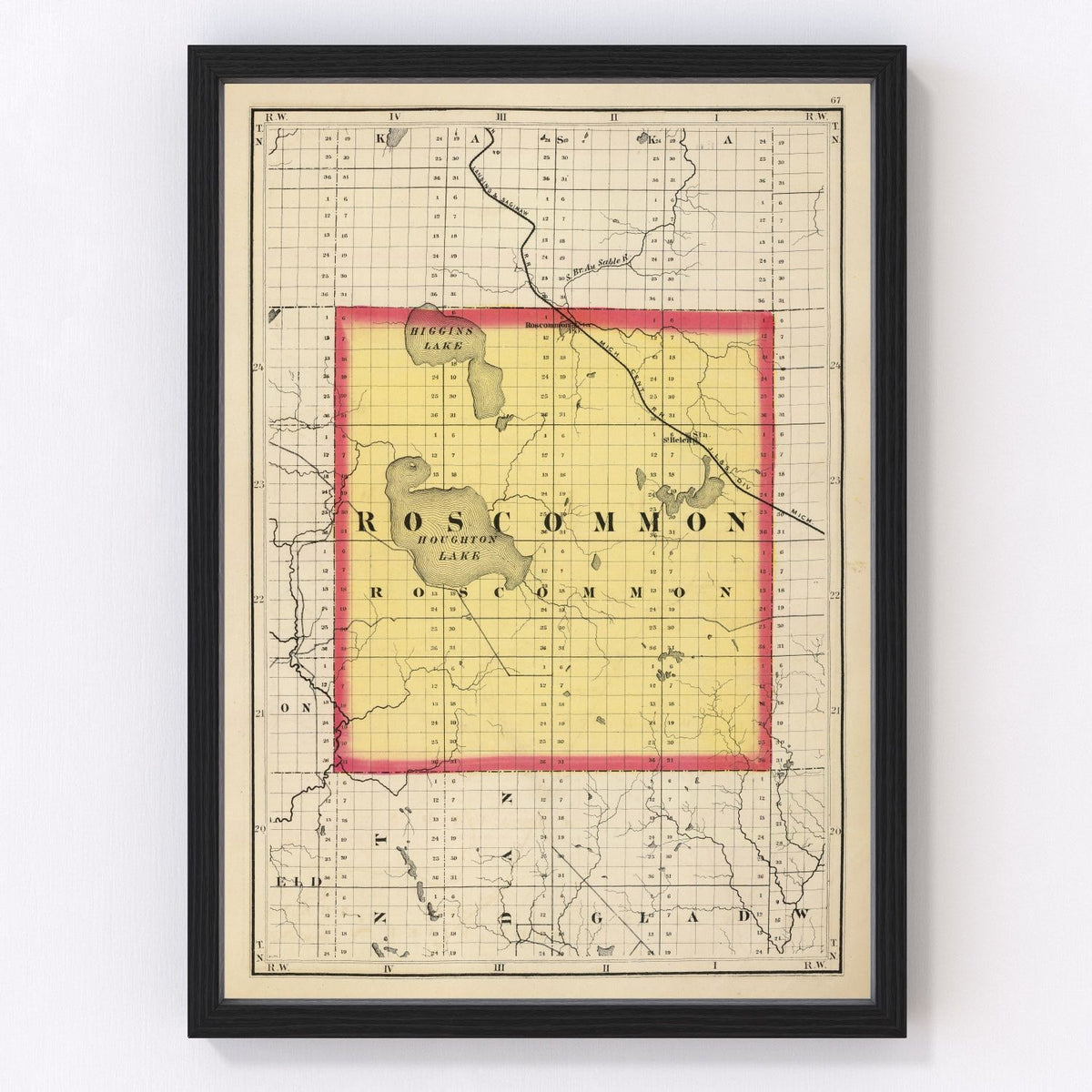 Roscommon County Vintage Map 1873