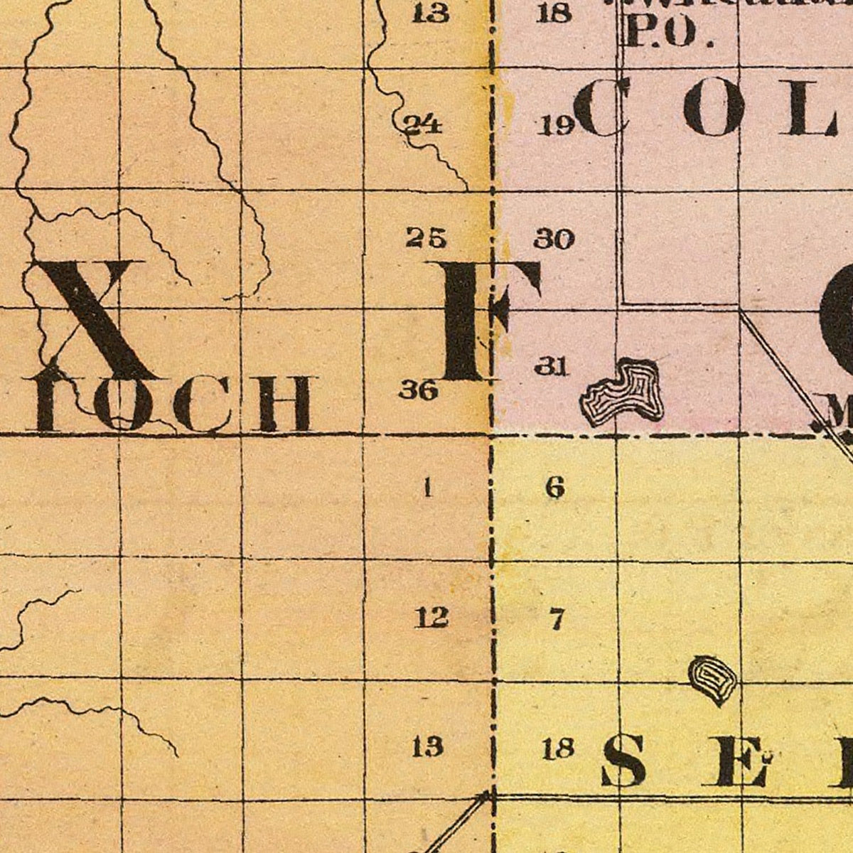 Restored historic details from the 1873 county map of Wexford County, Michigan