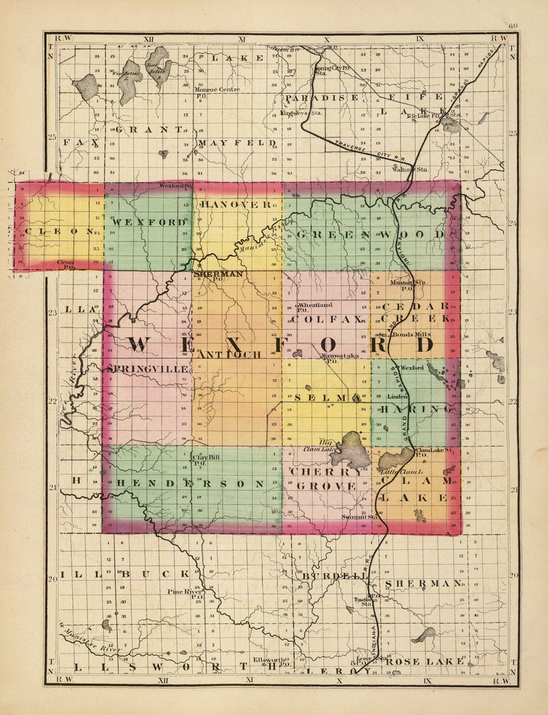 Size comparison using Vintage Map of Wexford County, Michigan 1873
