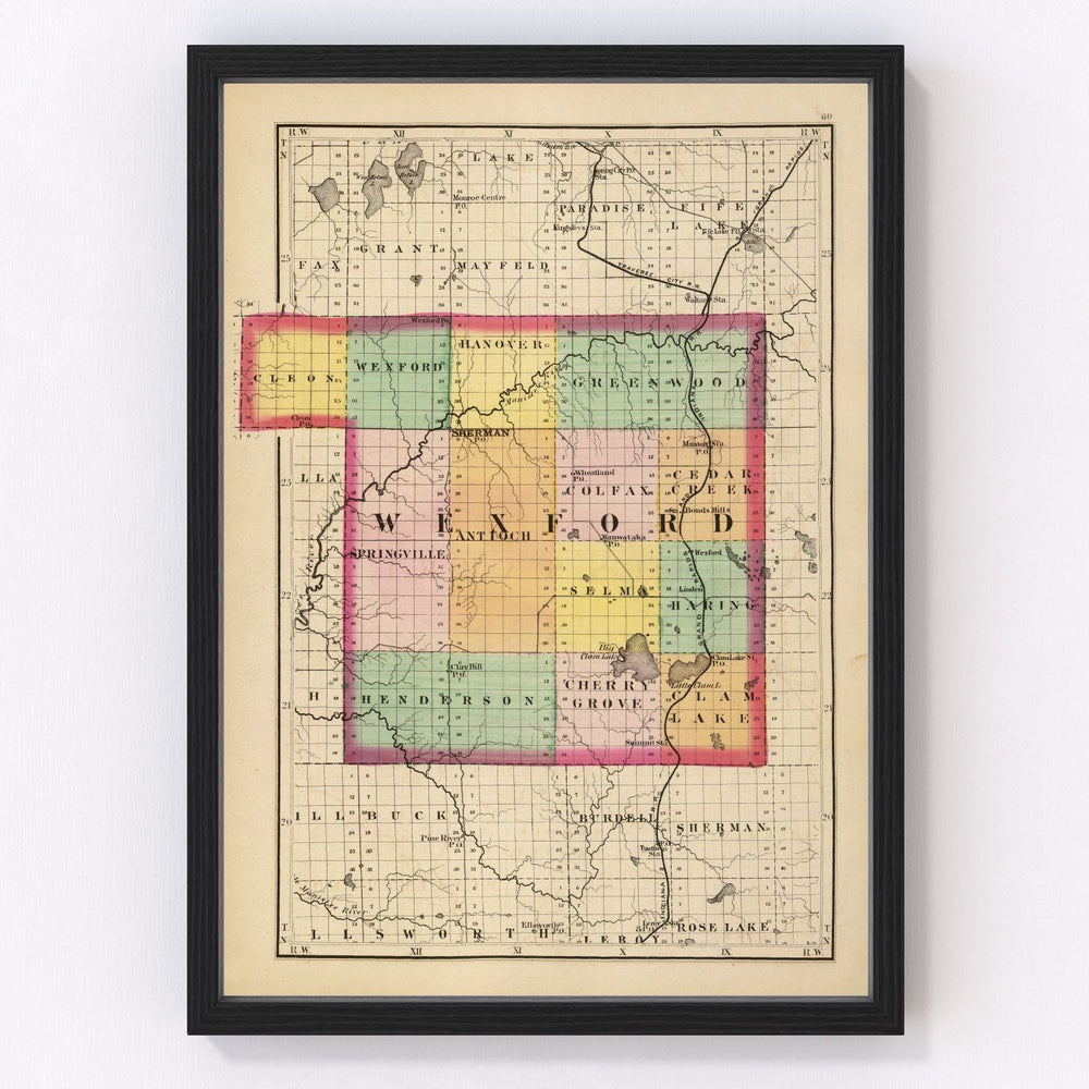 Wexford County Vintage Map 1873