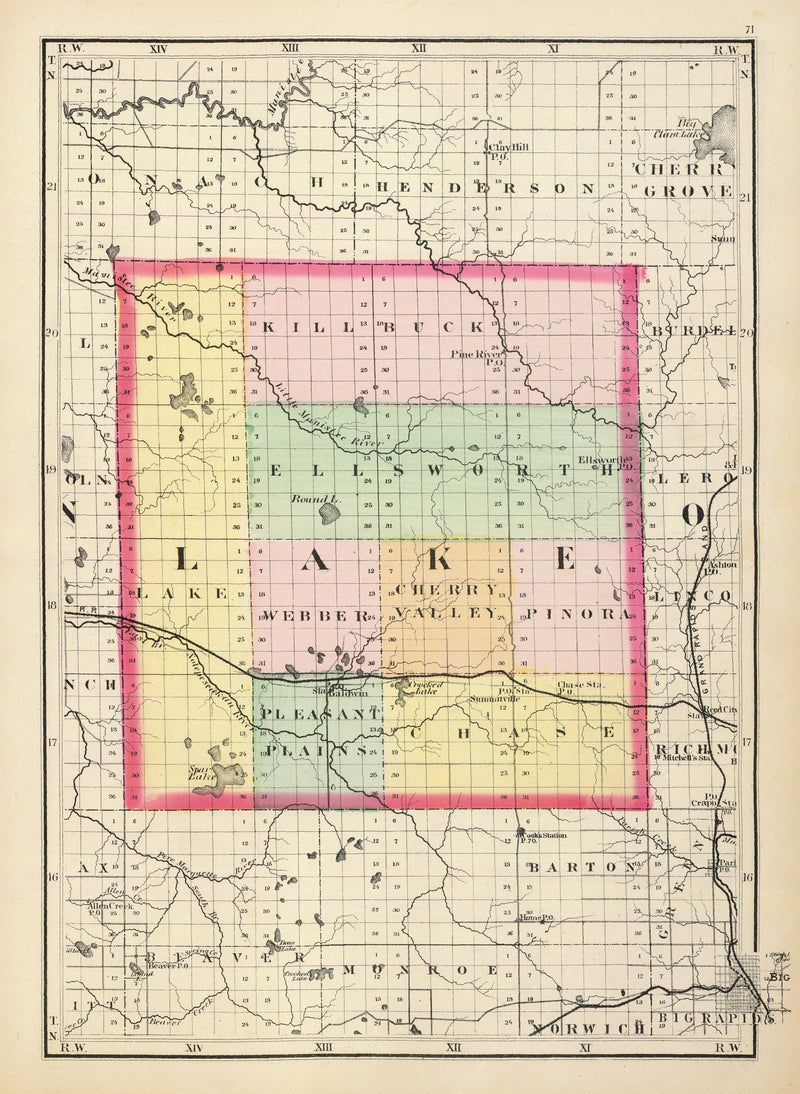 Size comparison using Vintage Map of Lake County, Michigan 1873