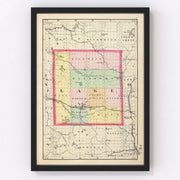 Lake County Vintage Map 1873