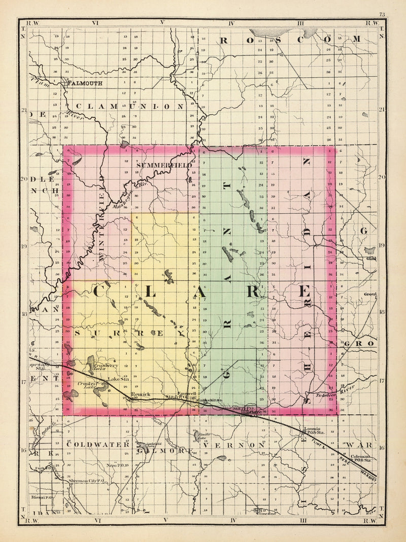 Size comparison using Vintage Map of Clare County, Michigan 1873