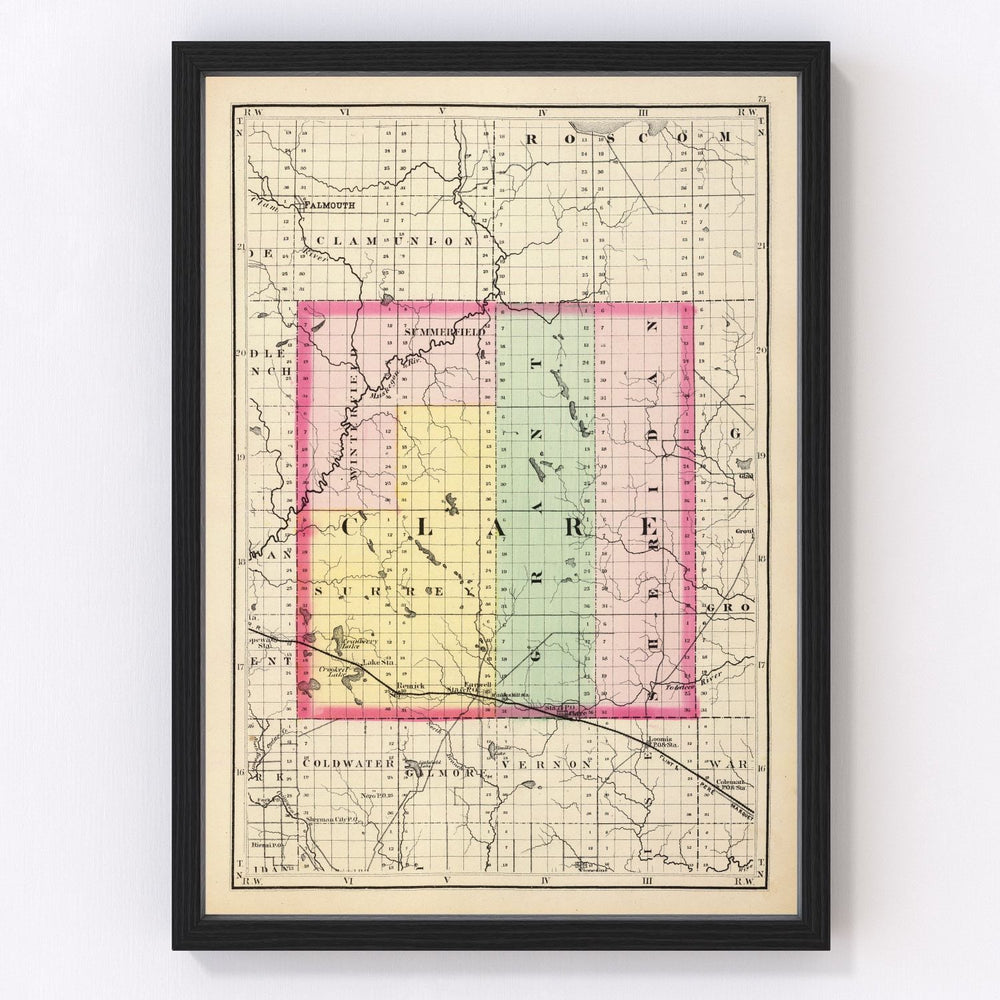 Clare County Vintage Map 1873
