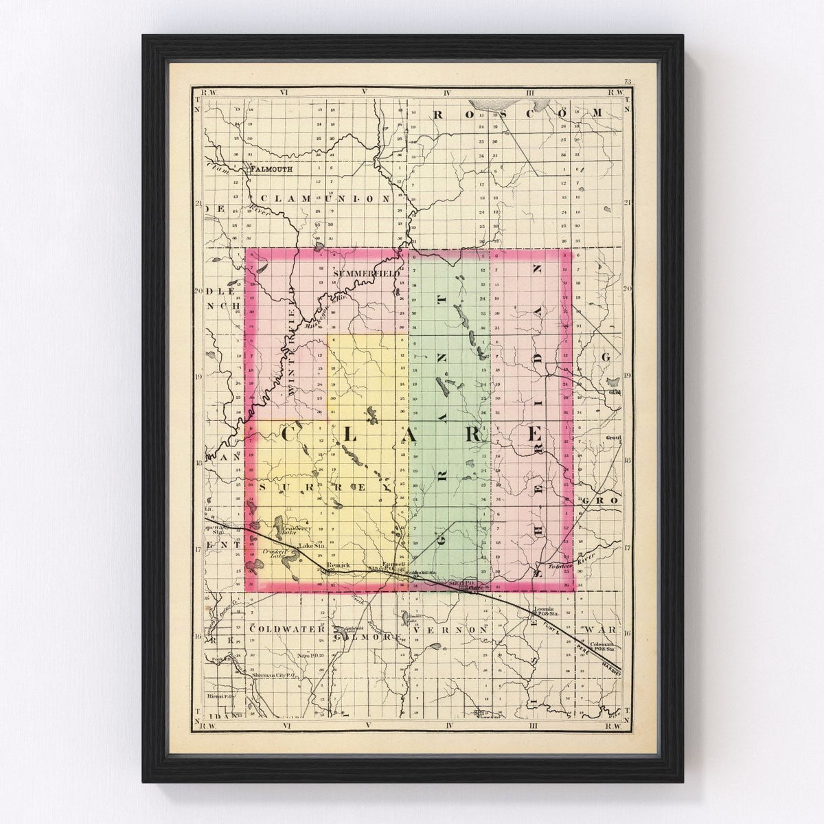 Clare County Vintage Map 1873