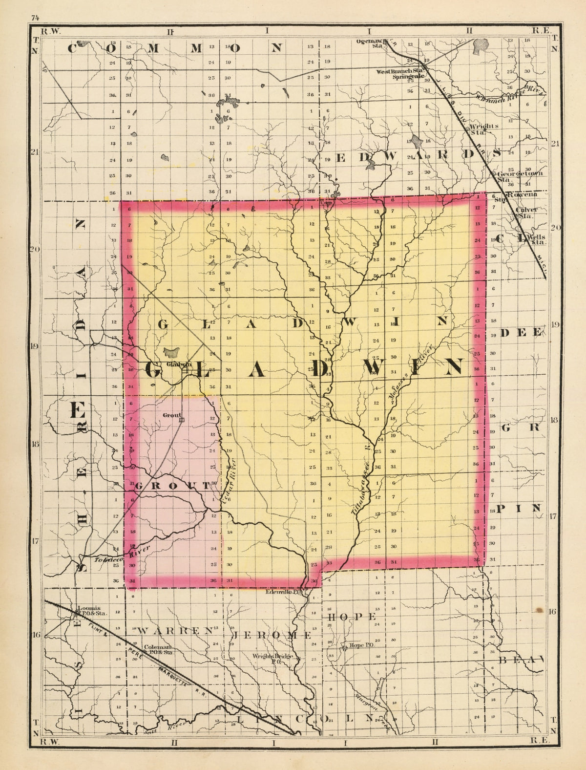 Preview of Vintage Map of Gladwin County, Michigan 1873