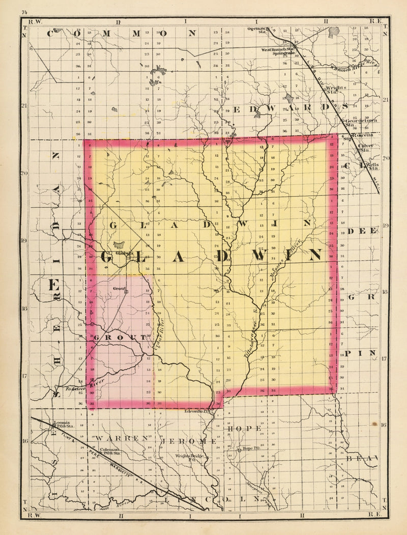 Size comparison using Vintage Map of Gladwin County, Michigan 1873