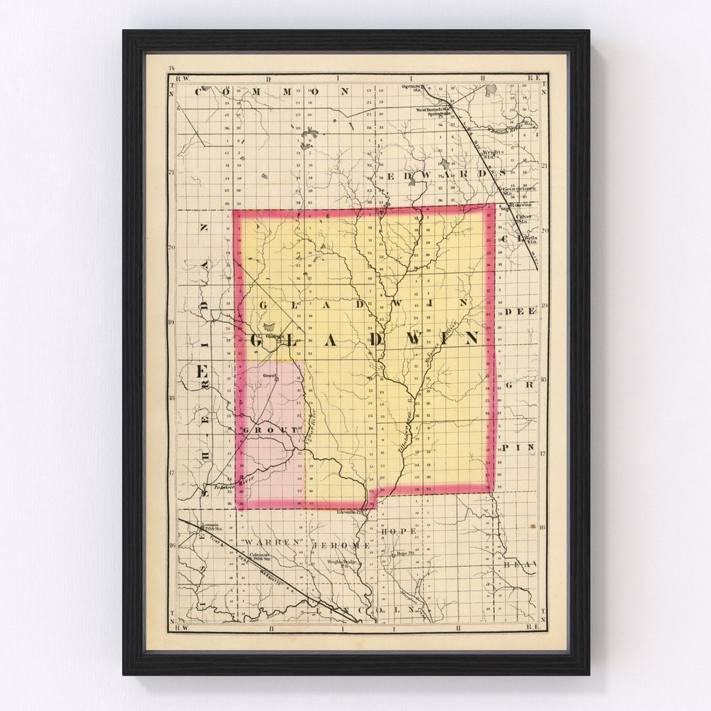 Gladwin County Vintage Map 1873