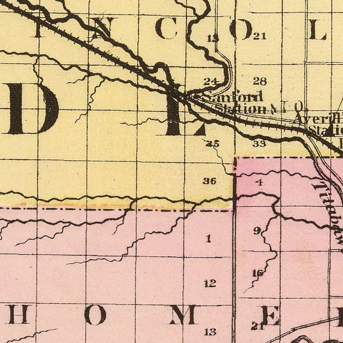 Restored historic details from the 1873 county map of Midland County, Michigan
