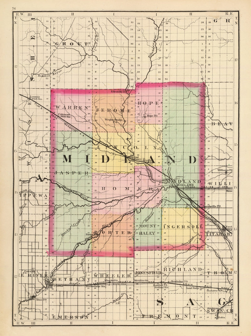Size comparison using Vintage Map of Midland County, Michigan 1873