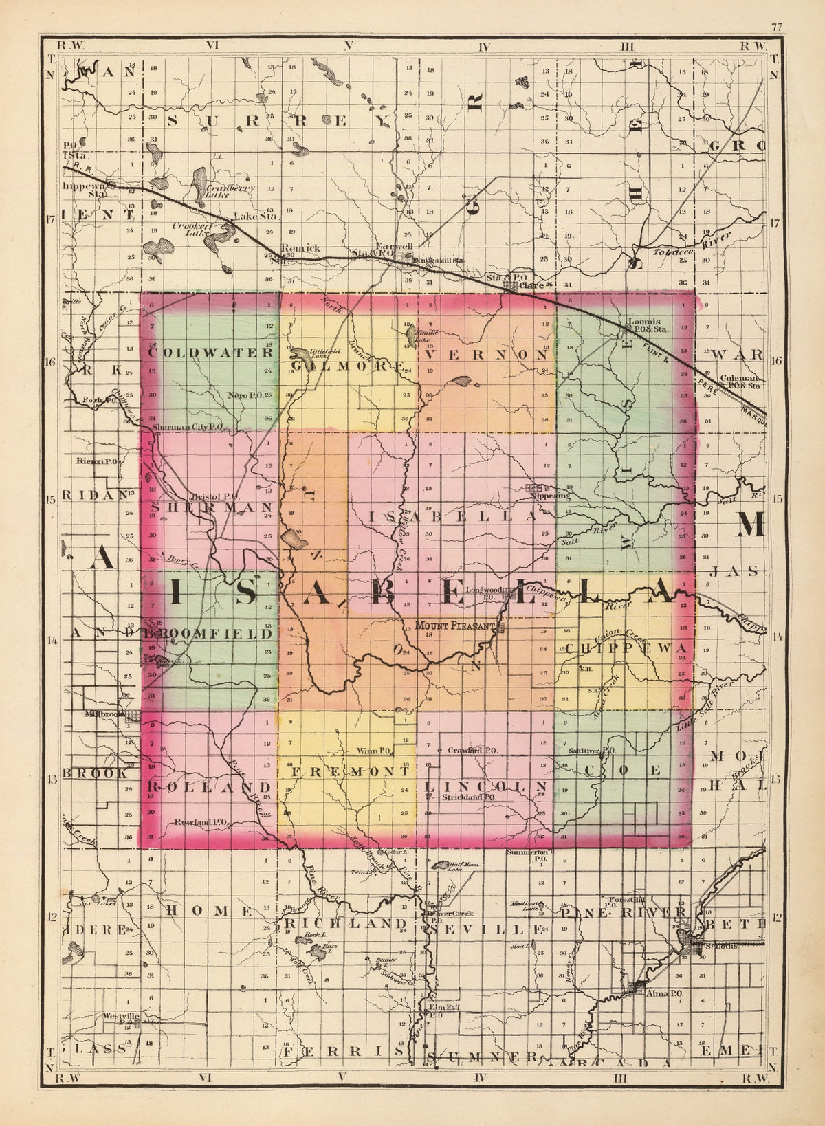 Preview of Vintage Map of Isabella County, Michigan 1873