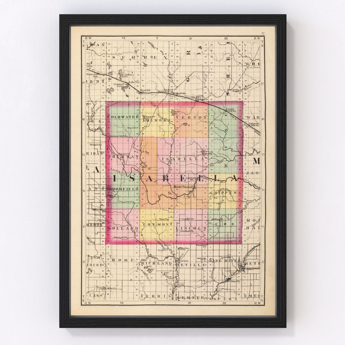 Isabella County Vintage Map 1873
