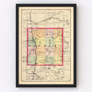 Mecosta County Vintage Map 1873