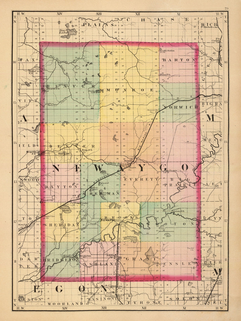 Size comparison using Vintage Map of Newaygo County, Michigan 1873