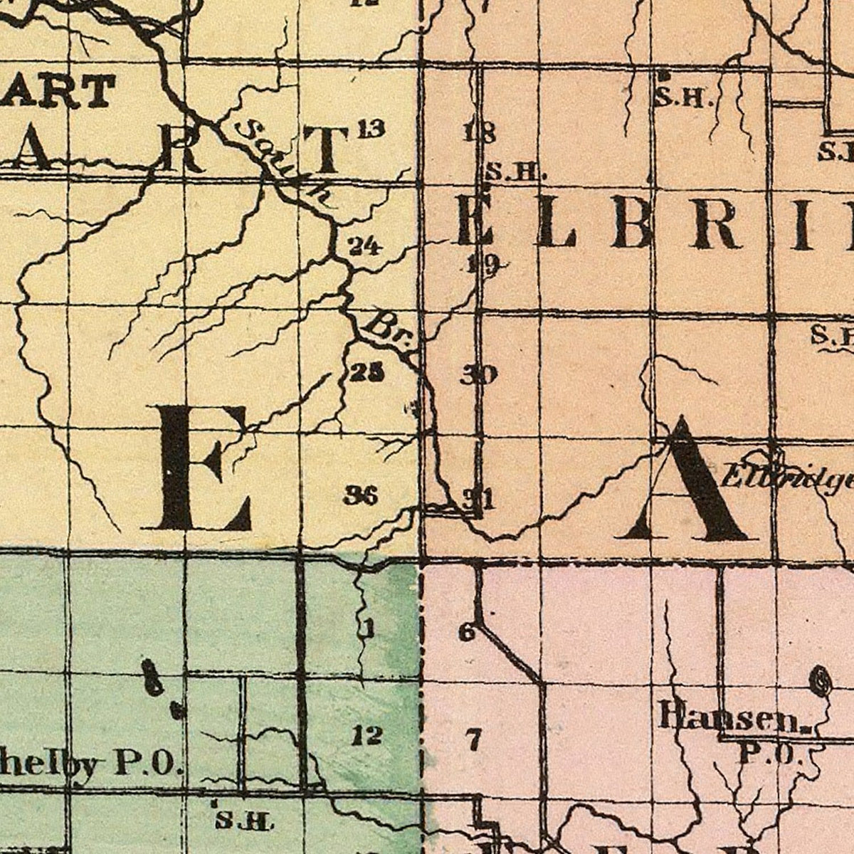 Restored historic details from the 1873 county map of Oceana County, Michigan