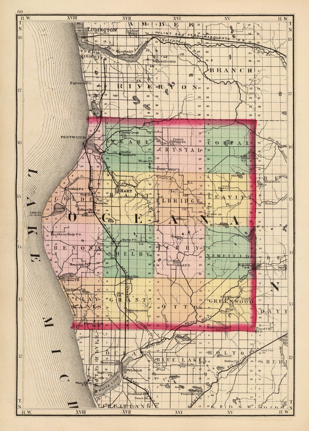 Preview of Vintage Map of Oceana County, Michigan 1873