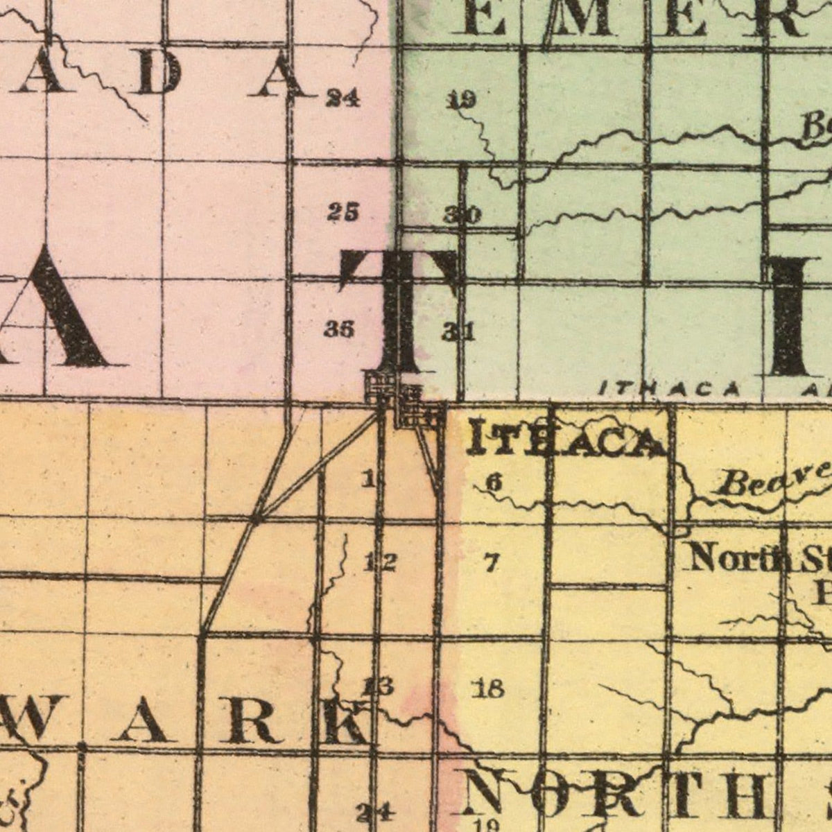 Restored historic details from the 1873 county map of Gratiot County, Michigan