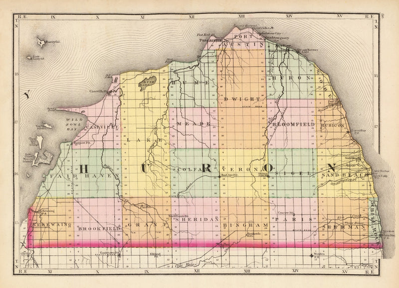 Size comparison using Vintage Map of Huron County, Michigan 1873