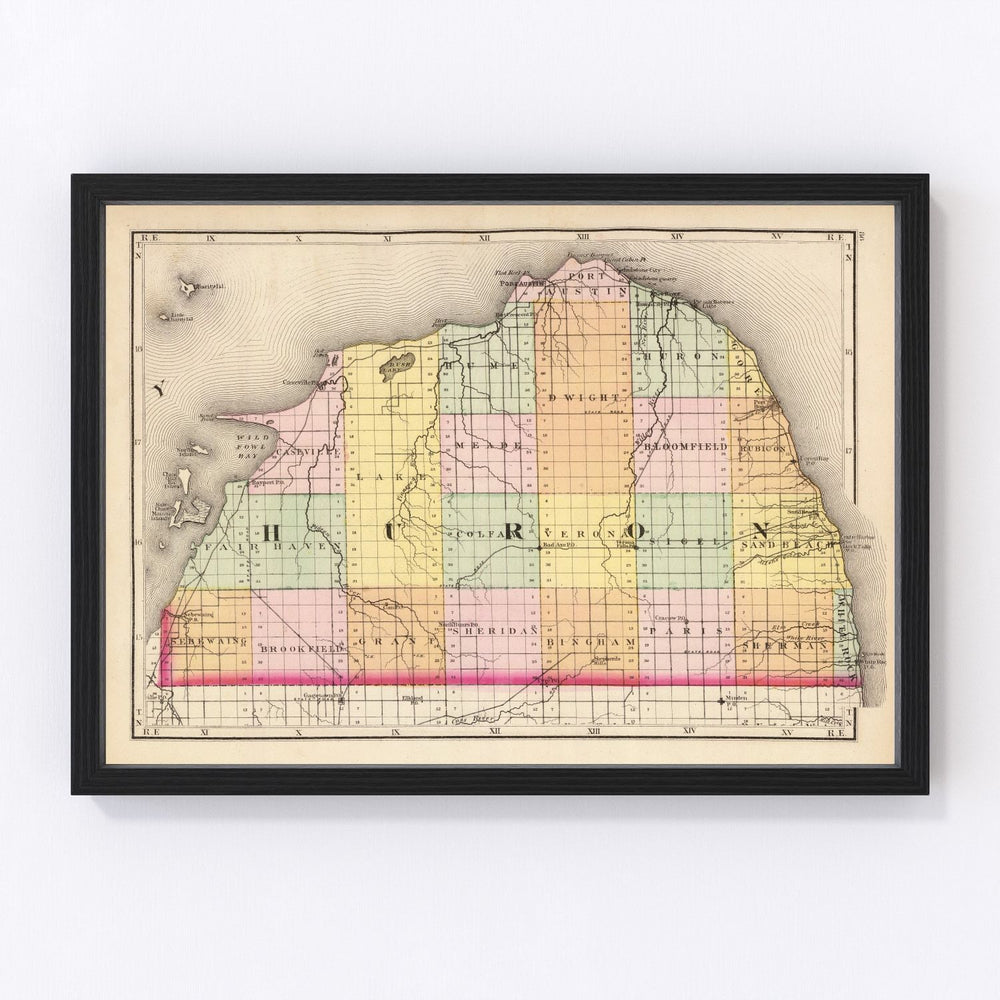 Huron County Vintage Map 1873