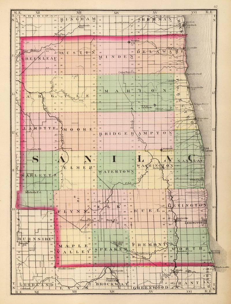 Size comparison using Vintage Map of Sanilac County, Michigan 1873
