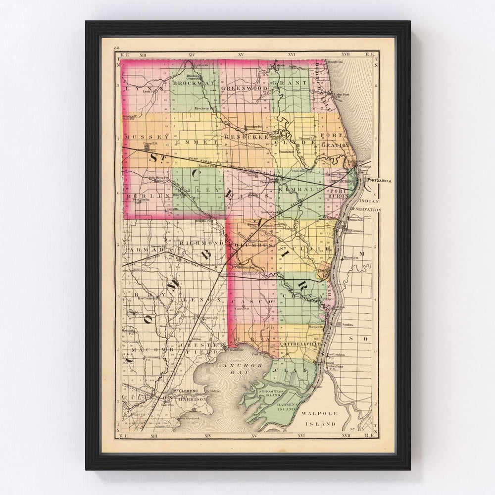 St. Clair County Vintage Map 1873
