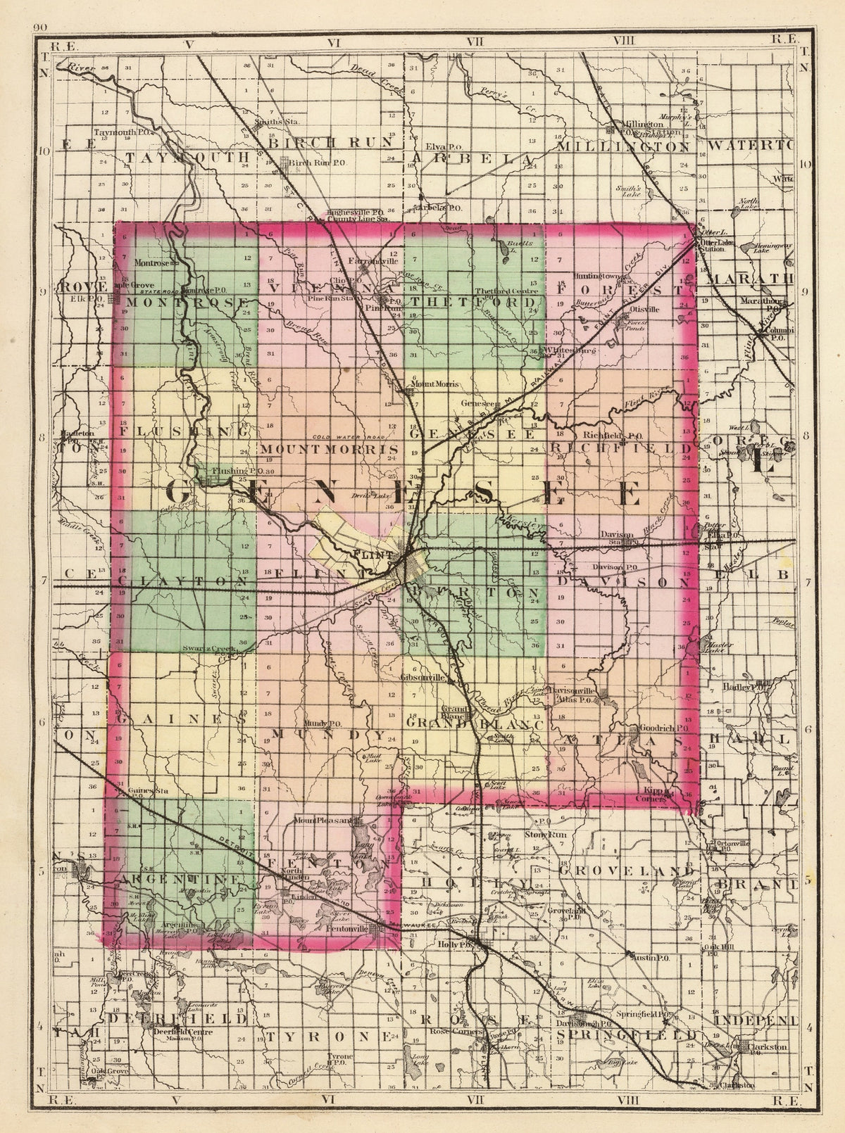 Preview of Vintage Map of Genesee County, Michigan 1873