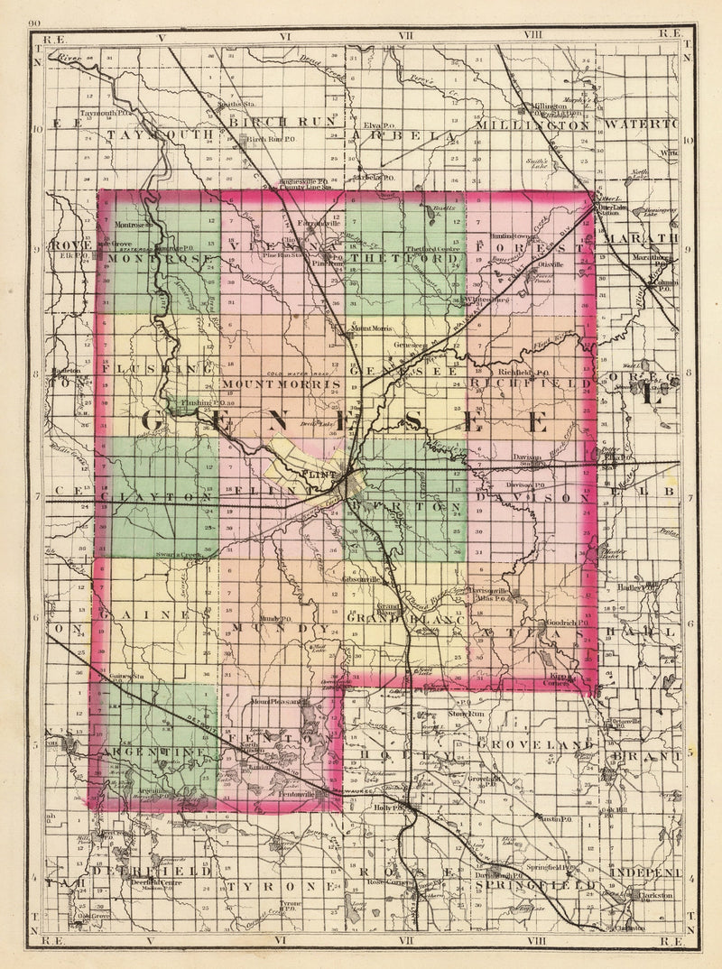 Size comparison using Vintage Map of Genesee County, Michigan 1873