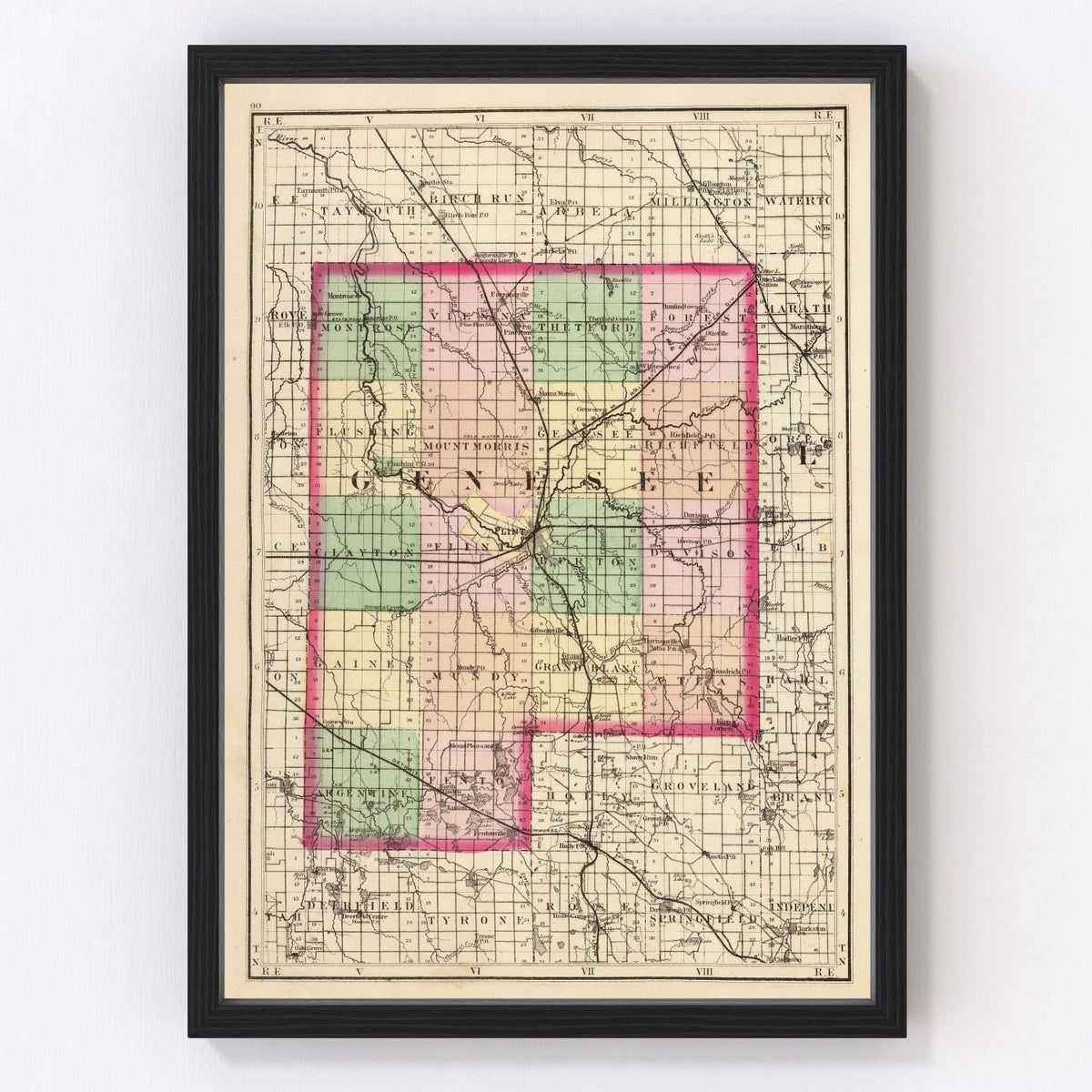 Genesee County Vintage Map 1873