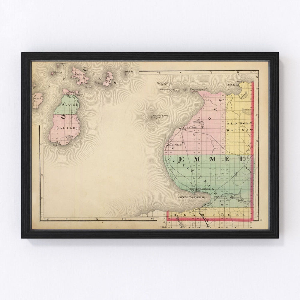 Emmet County Vintage Map 1873