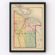 Cheboygan County Vintage Map 1873
