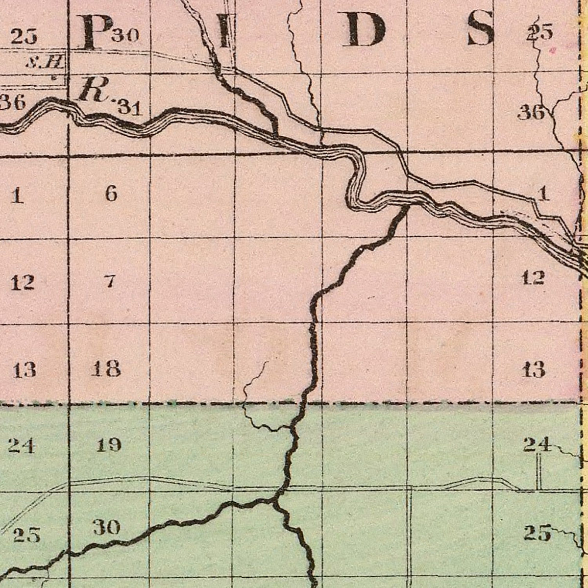 Restored historic details from the 1873 county map of Alpena County, Michigan