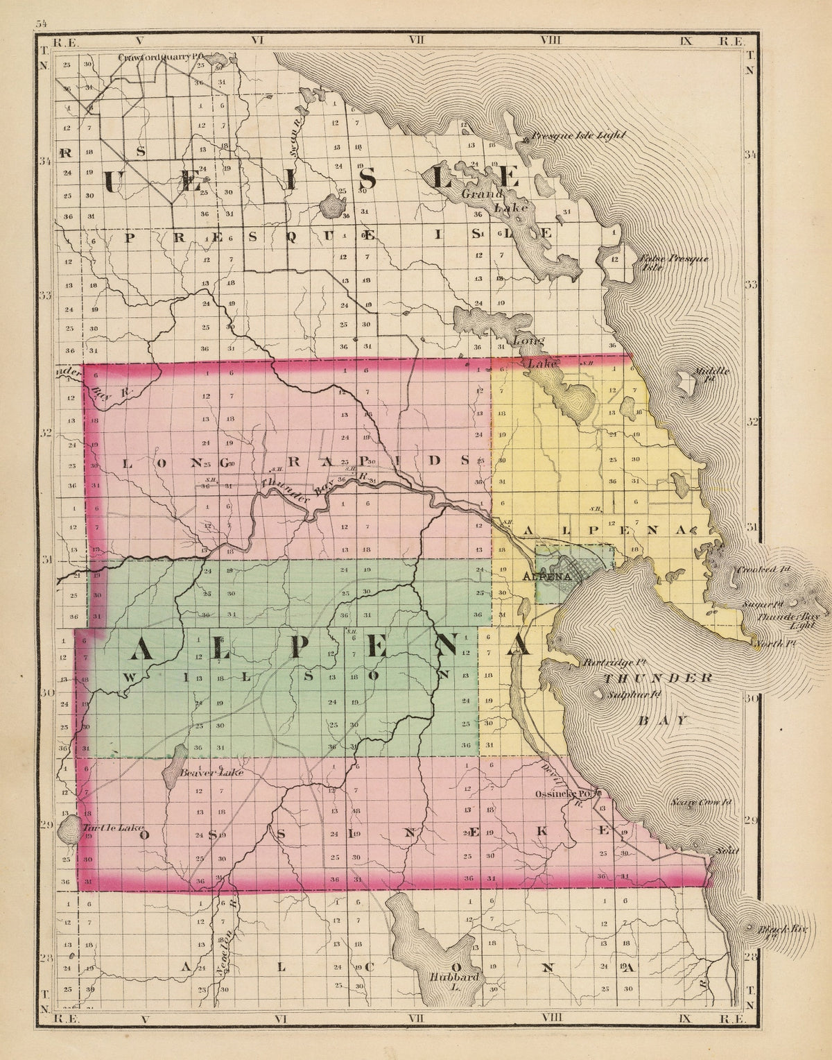 Preview of Vintage Map of Alpena County, Michigan 1873
