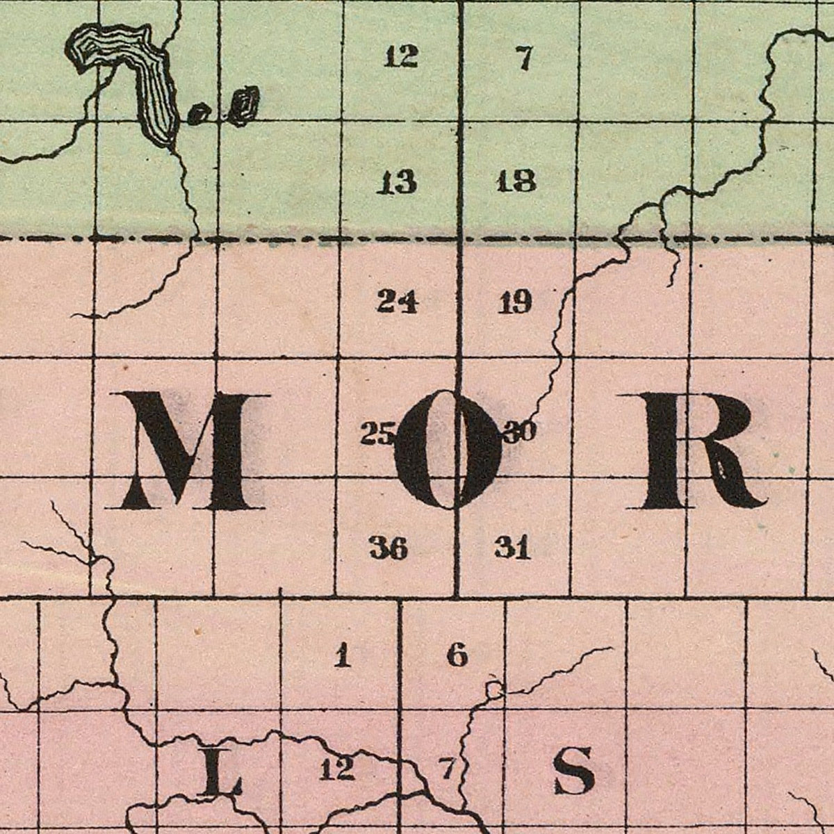 Restored historic details from the 1873 county map of Montmorency County, Michigan